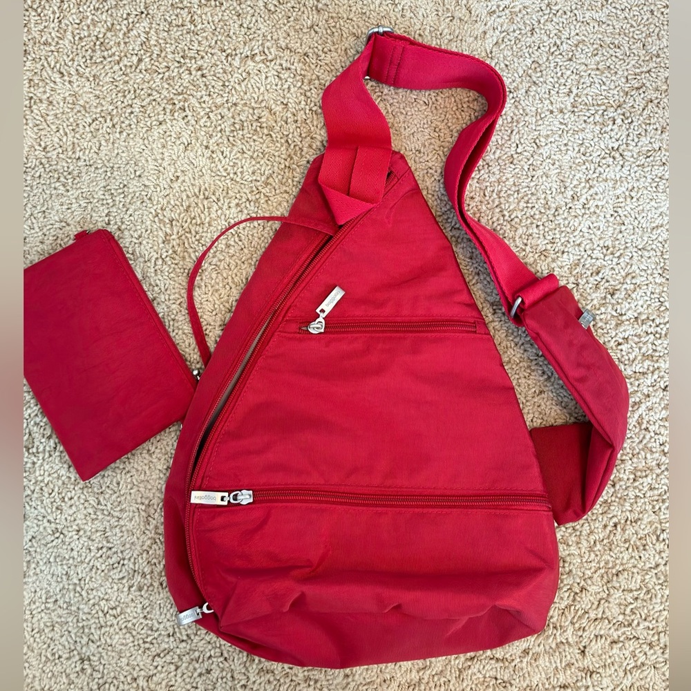 Baggallini Crossbody Sling Hugger Red Backpack